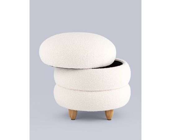 Пуф с ящиком Винни L тедди белый, изображение 7 | Интернет магазин мебели и декора LifeDekor