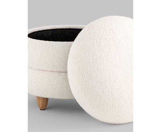 Пуф с ящиком Винни L тедди белый, изображение 9 | Интернет магазин мебели и декора LifeDekor