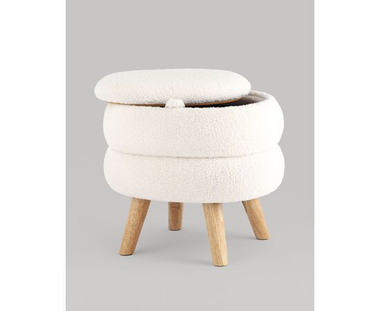 Пуф с ящиком Винни M тедди белый, изображение 4 | Интернет магазин мебели и декора LifeDekor