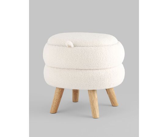 Пуф с ящиком Винни M тедди белый, изображение 2 | Интернет магазин мебели и декора LifeDekor