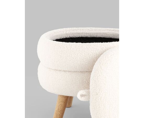 Пуф с ящиком Винни M тедди белый, изображение 7 | Интернет магазин мебели и декора LifeDekor