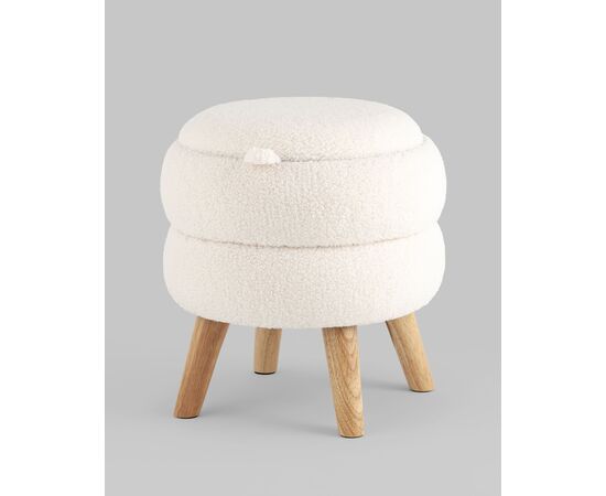 Пуф с ящиком Винни S тедди белый, изображение 2 | Интернет магазин мебели и декора LifeDekor
