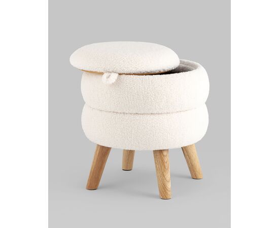 Пуф с ящиком Винни S тедди белый, изображение 6 | Интернет магазин мебели и декора LifeDekor