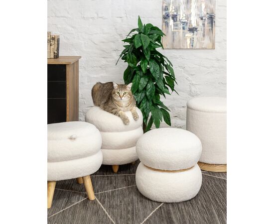 Пуф с ящиком Холли L тедди белый, изображение 3 | Интернет магазин мебели и декора LifeDekor