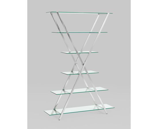 Стеллаж Гейт прозрачное стекло сталь серебро, изображение 2 | Интернет магазин мебели и декора LifeDekor