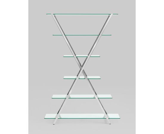 Стеллаж Гейт прозрачное стекло сталь серебро, изображение 3 | Интернет магазин мебели и декора LifeDekor