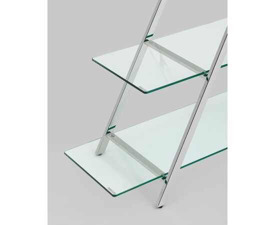 Стеллаж Гейт прозрачное стекло сталь серебро, изображение 5 | Интернет магазин мебели и декора LifeDekor