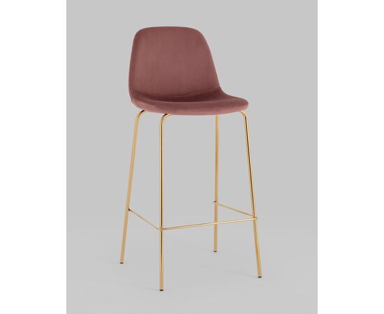 Стул барный Валенсия SN велюр пыльно-розовый золотые ножки, изображение 2 | Интернет магазин мебели и декора LifeDekor