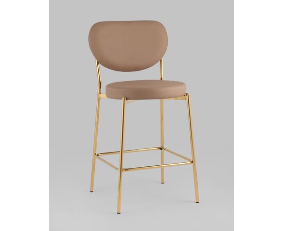 Стул полубарный Барбара NEW экокожа бежевая золотые ножки, изображение 2 | Интернет магазин мебели и декора LifeDekor