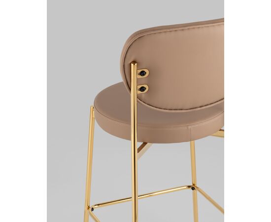 Стул полубарный Барбара NEW экокожа бежевая золотые ножки, изображение 7 | Интернет магазин мебели и декора LifeDekor