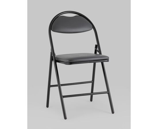 Стул складной Hagen экокожа серый каркас черный, изображение 2 | Интернет магазин мебели и декора LifeDekor