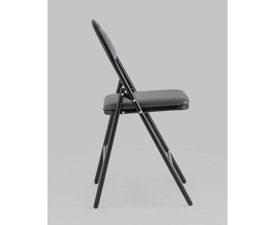 Стул складной Hagen экокожа серый каркас черный, изображение 4 | Интернет магазин мебели и декора LifeDekor