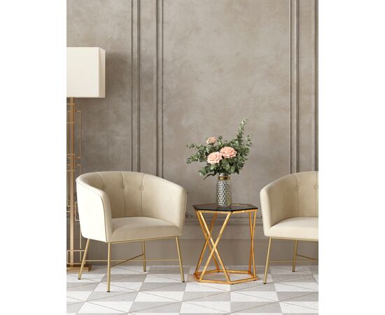 Журнальный столик Круз 93*80 стекло smoke сталь золото, изображение 4 | Интернет магазин мебели и декора LifeDekor