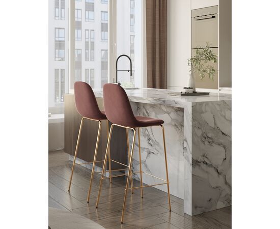 Стул барный Валенсия SN велюр пыльно-розовый золотые ножки, изображение 4 | Интернет магазин мебели и декора LifeDekor