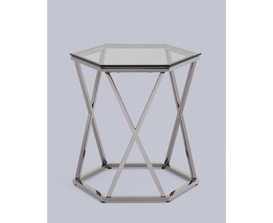 Журнальный столик Круз 48*42 стекло smoke сталь темный хром, изображение 4 | Интернет магазин мебели и декора LifeDekor