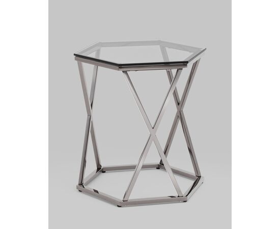 Журнальный столик Круз 48*42 стекло smoke сталь темный хром, изображение 2 | Интернет магазин мебели и декора LifeDekor