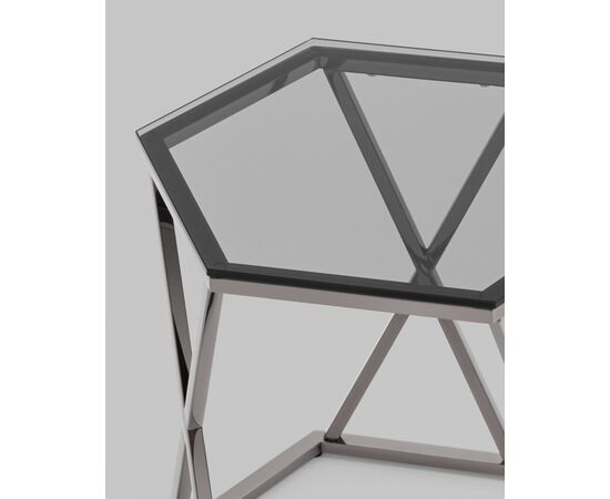 Журнальный столик Круз 48*42 стекло smoke сталь темный хром, изображение 5 | Интернет магазин мебели и декора LifeDekor
