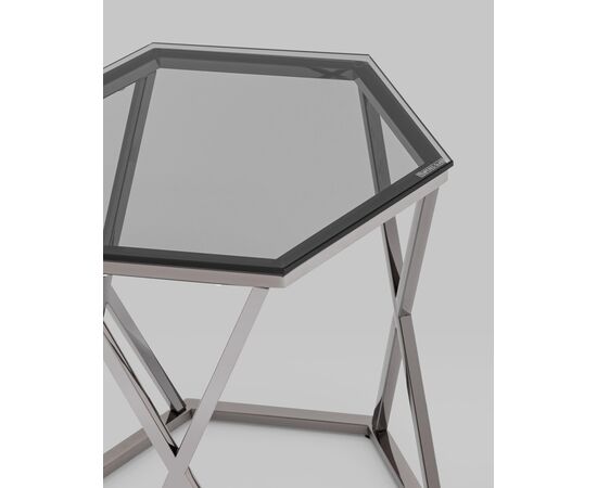 Журнальный столик Круз 48*42 стекло smoke сталь темный хром, изображение 6 | Интернет магазин мебели и декора LifeDekor