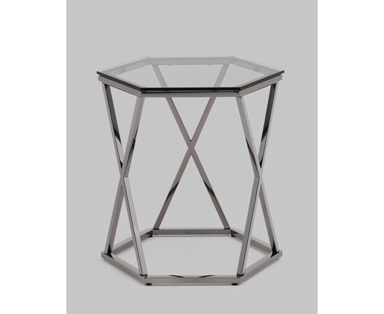 Журнальный столик Круз 48*42 стекло smoke сталь темный хром, изображение 3 | Интернет магазин мебели и декора LifeDekor