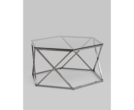 Журнальный столик Круз 93*80 стекло smoke сталь темный хром, изображение 2 | Интернет магазин мебели и декора LifeDekor