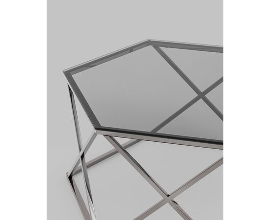 Журнальный столик Круз 93*80 стекло smoke сталь темный хром, изображение 7 | Интернет магазин мебели и декора LifeDekor