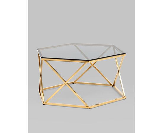 Журнальный столик Круз 93*80 стекло smoke сталь золото, изображение 2 | Интернет магазин мебели и декора LifeDekor