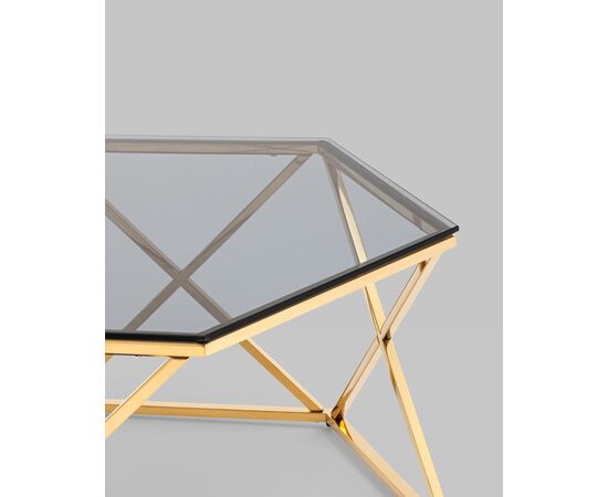 Журнальный столик Круз 93*80 стекло smoke сталь золото, изображение 7 | Интернет магазин мебели и декора LifeDekor