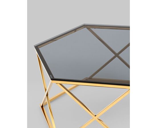Журнальный столик Круз 93*80 стекло smoke сталь золото, изображение 8 | Интернет магазин мебели и декора LifeDekor