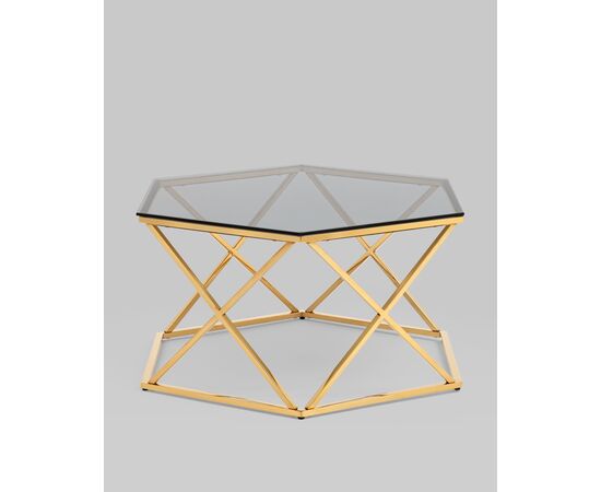 Журнальный столик Круз 93*80 стекло smoke сталь золото, изображение 5 | Интернет магазин мебели и декора LifeDekor