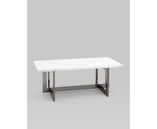 Журнальный столик Нэйтан 122*61 белый мрамор сталь темный хром, изображение 2 | Интернет магазин мебели и декора LifeDekor