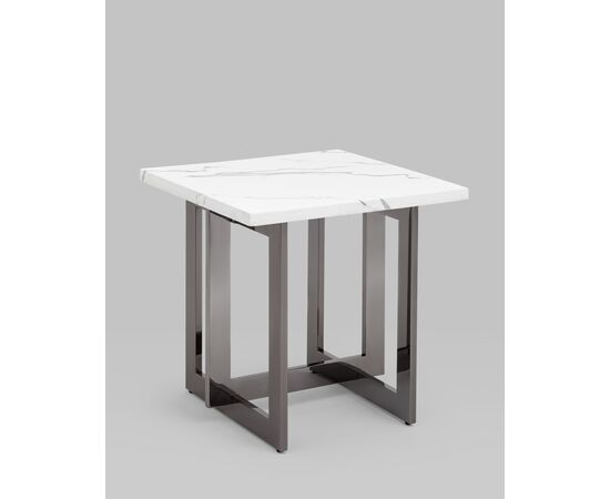 Журнальный столик Нэйтан 61*61 белый мрамор сталь темный хром, изображение 2 | Интернет магазин мебели и декора LifeDekor