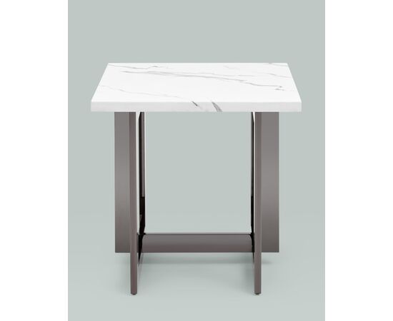 Журнальный столик Нэйтан 61*61 белый мрамор сталь темный хром, изображение 11 | Интернет магазин мебели и декора LifeDekor