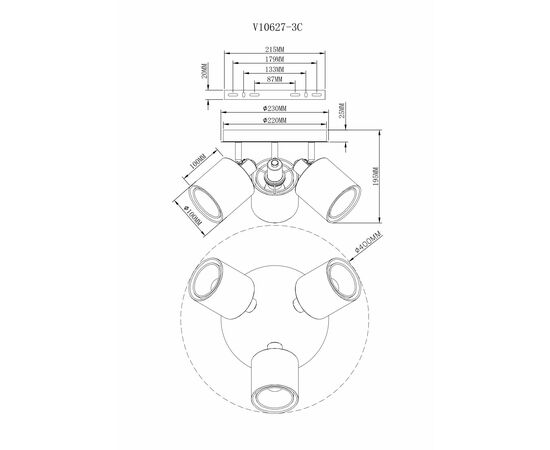 Светильник потолочный Moderli V10627-3C Room, изображение 10 | Интернет магазин мебели и декора LifeDekor