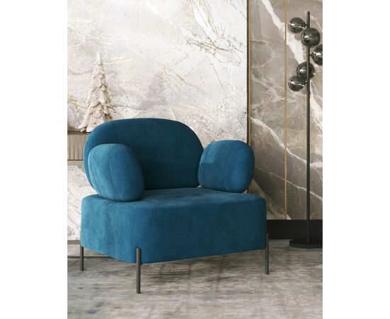 Кресло Кэнди с подлокотниками велюр синий, изображение 5 | Интернет магазин мебели и декора LifeDekor