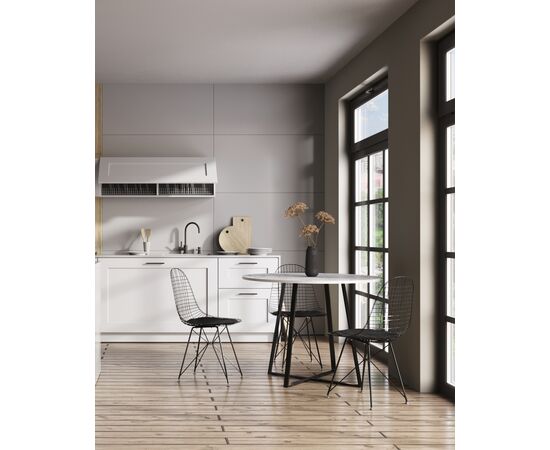 Стол обеденный Дакота 100*100 белый мрамор ножки черные, изображение 3 | Интернет магазин мебели и декора LifeDekor