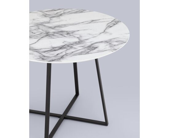 Стол обеденный Дакота 100*100 белый мрамор ножки черные, изображение 6 | Интернет магазин мебели и декора LifeDekor
