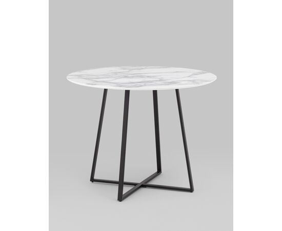 Стол обеденный Дакота 100*100 белый мрамор ножки черные, изображение 2 | Интернет магазин мебели и декора LifeDekor