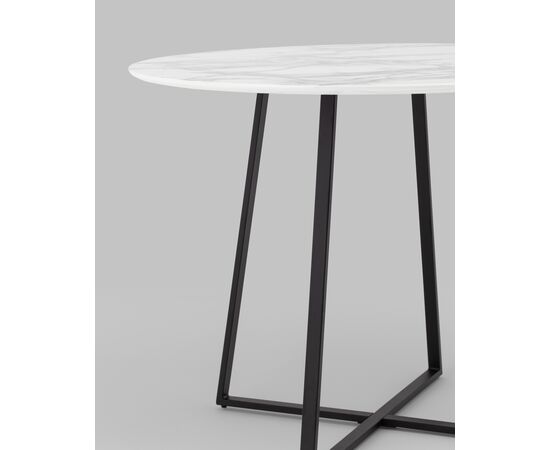 Стол обеденный Дакота 100*100 белый мрамор ножки черные, изображение 7 | Интернет магазин мебели и декора LifeDekor