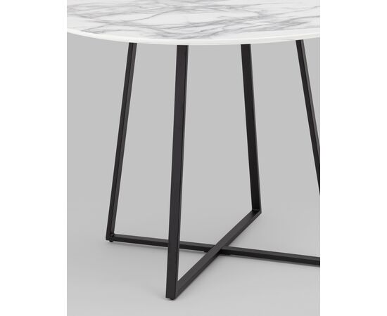 Стол обеденный Дакота 100*100 белый мрамор ножки черные, изображение 8 | Интернет магазин мебели и декора LifeDekor