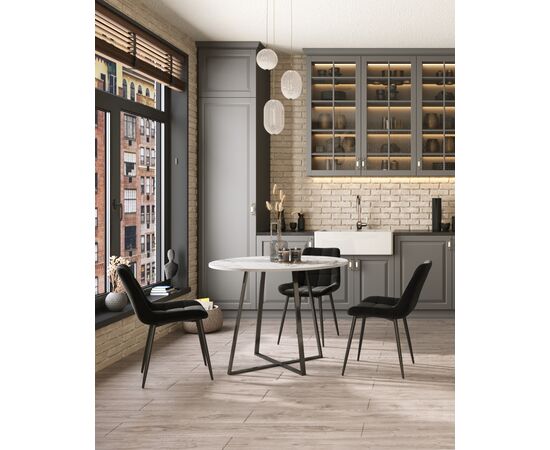 Стол обеденный Дакота 100*100 белый мрамор ножки черные, изображение 4 | Интернет магазин мебели и декора LifeDekor