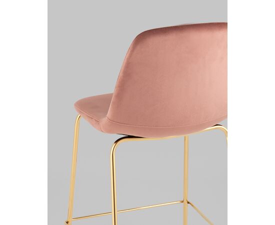 Стул полубарный Валенсия SN велюр розовый золотые ножки, изображение 7 | Интернет магазин мебели и декора LifeDekor
