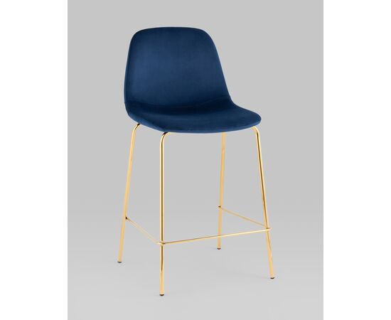 Стул полубарный Валенсия SN велюр синий золотые ножки, изображение 2 | Интернет магазин мебели и декора LifeDekor