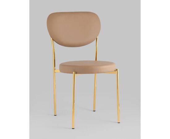 Стул Барбара NEW экокожа бежевая золотые ножки, изображение 2 | Интернет магазин мебели и декора LifeDekor
