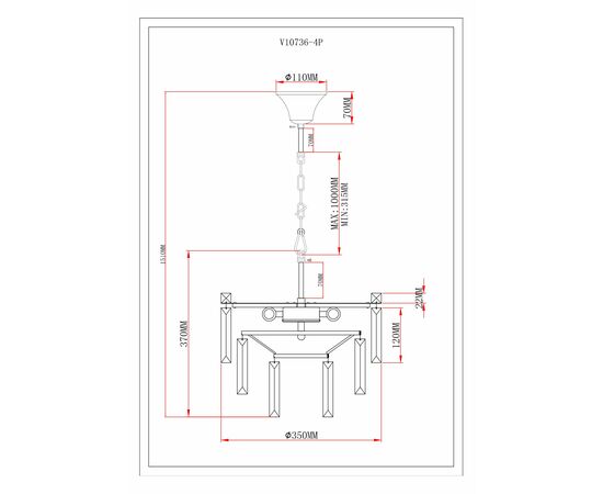 Люстра подвесная Moderli V10736-4P Crystal, изображение 7 | Интернет магазин мебели и декора LifeDekor