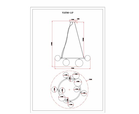 Светильник подвесной Moderli V10790-11P Molly, изображение 6 | Интернет магазин мебели и декора LifeDekor