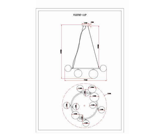 Светильник подвесной Moderli V10797-11P Molly, изображение 6 | Интернет магазин мебели и декора LifeDekor
