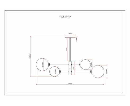Светильник подвесной Moderli V10837-4P Molecule, изображение 6 | Интернет магазин мебели и декора LifeDekor