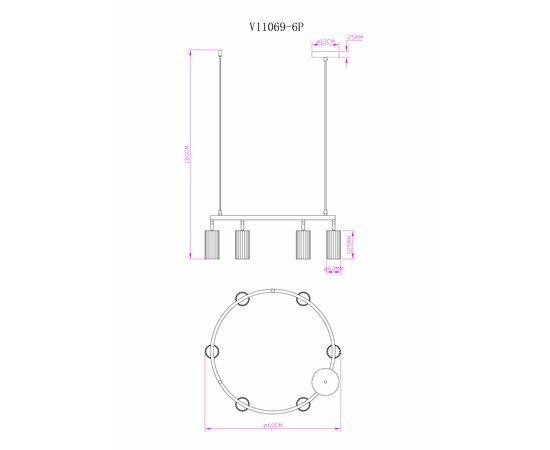 Люстра подвесная Moderli V11069-6P Cora, изображение 7 | Интернет магазин мебели и декора LifeDekor