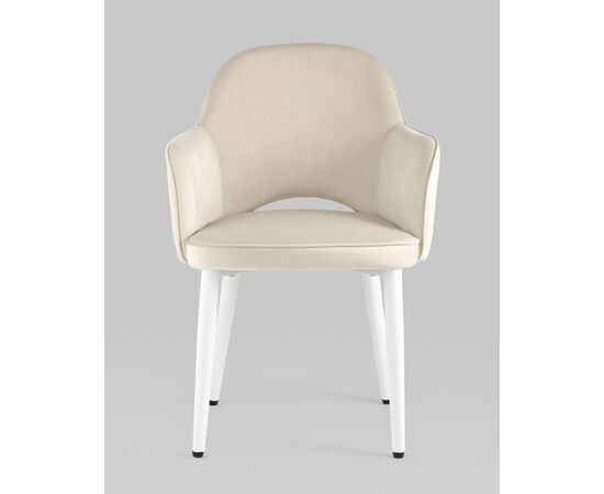 Стул Венера велюр кремовый ножки белые 2 шт, изображение 3 | Интернет магазин мебели и декора LifeDekor