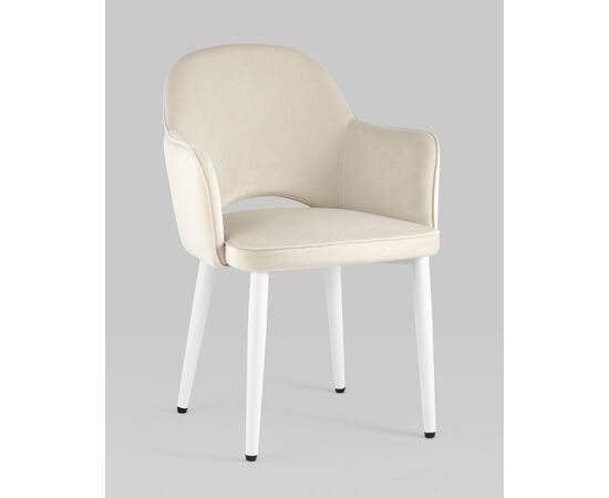 Стул Венера велюр кремовый ножки белые 2 шт, изображение 2 | Интернет магазин мебели и декора LifeDekor